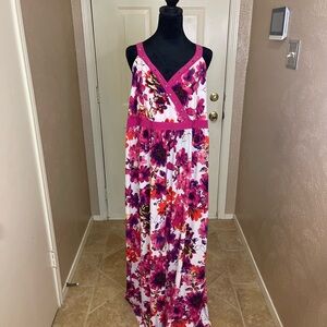 Vibrant Floral Maxi Dress in Pink and Purple